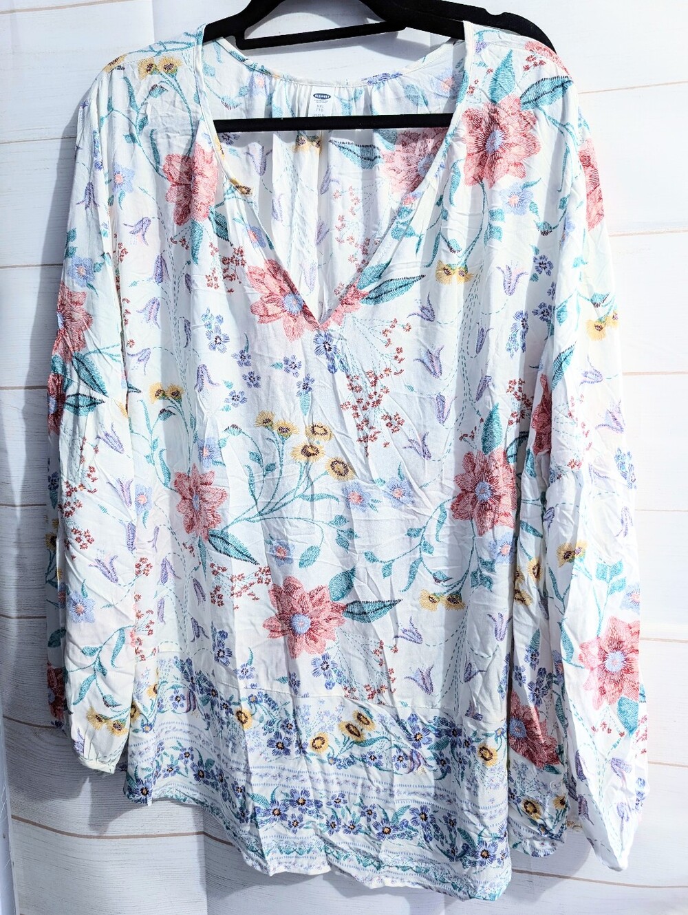 Old navy floral long sleeve peasant blouse size xxl